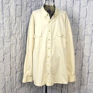 NORTHCREST Cream Men's Button‎ Down Heavyweight Shirt XXL